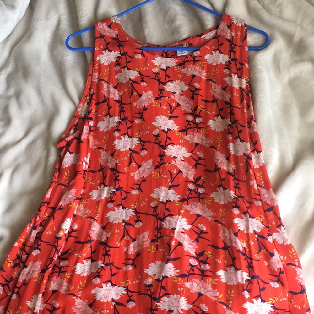 Old Navy Red Floral Swing Dress